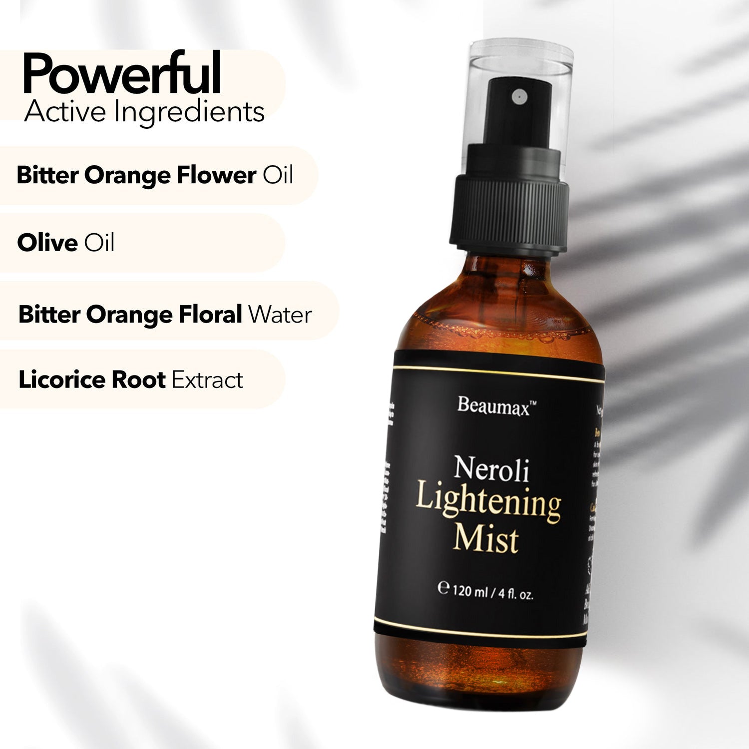Neroli Lightening Mist Chai thủy tinh màu hổ phách 120ml / 4fl.oz