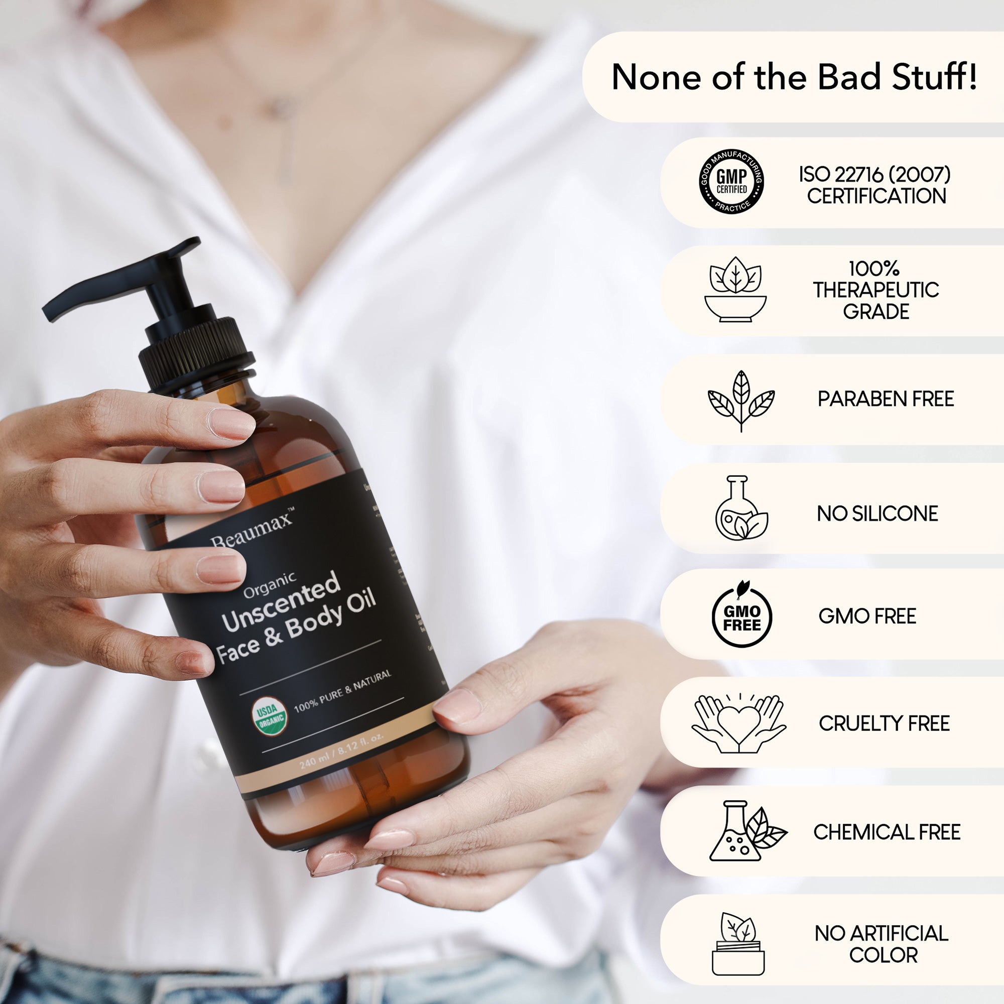 Organic Unscented Face & Body Oil