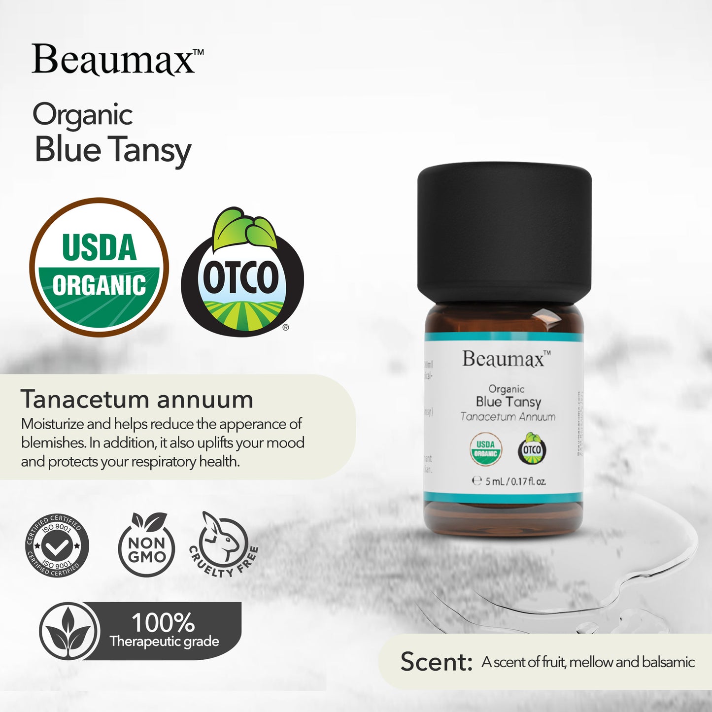 Huile Essentielle Bio de Tanaisie Bleue (Tanacetum Annuum Linnaeus) 5 ml