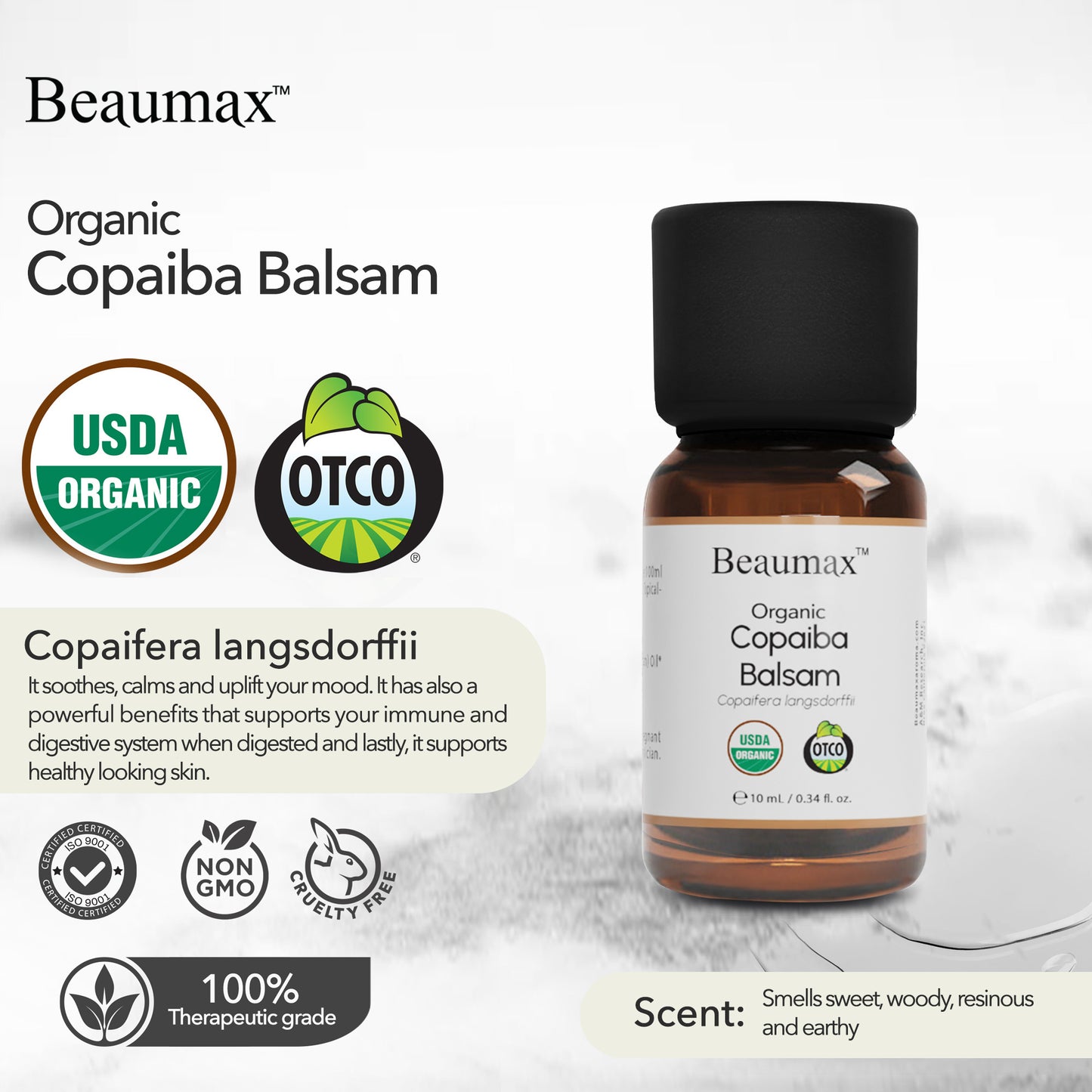 Huile Essentielle Bio de Copaiba Baume (Copaifera Langsdorffii) 10 ml