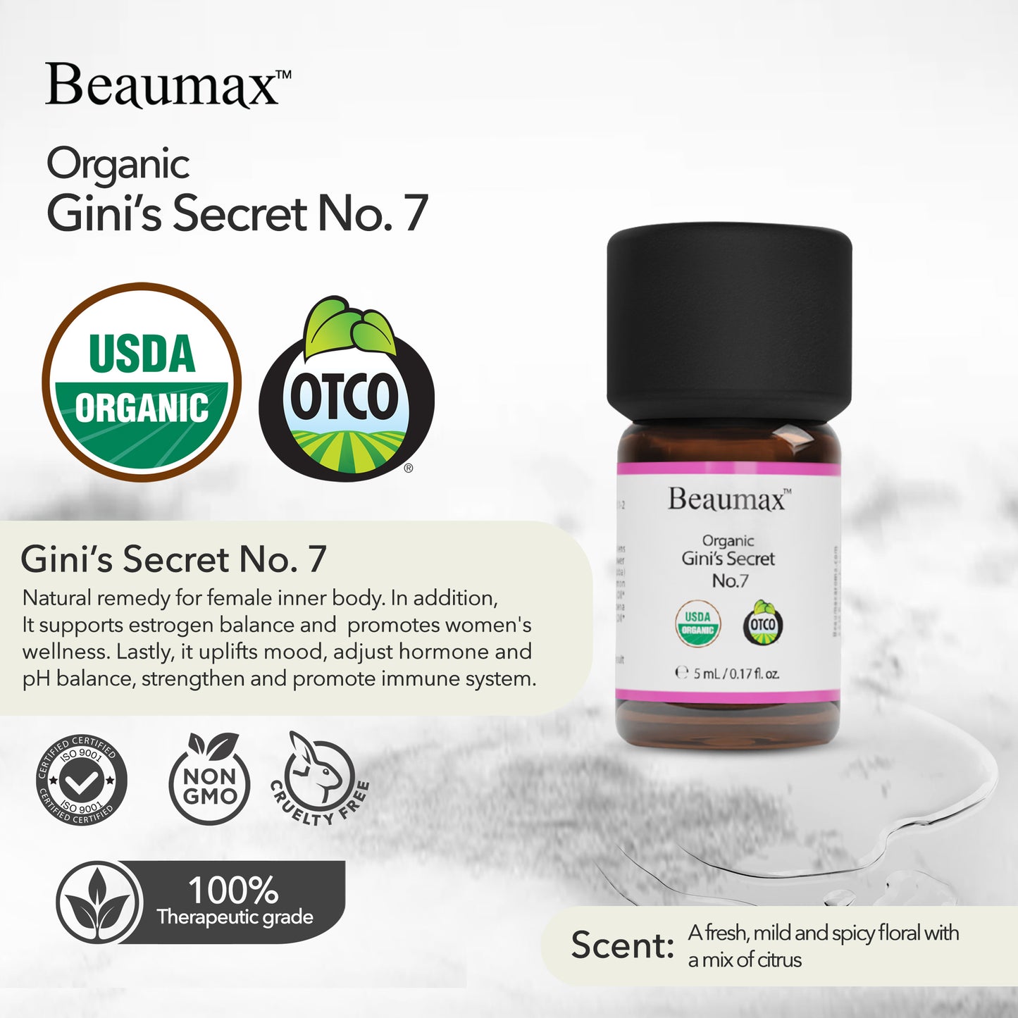 Gini's Secret No.7 Oil 5ml - Synergie féminine Soulagement des symptômes de la ménopause