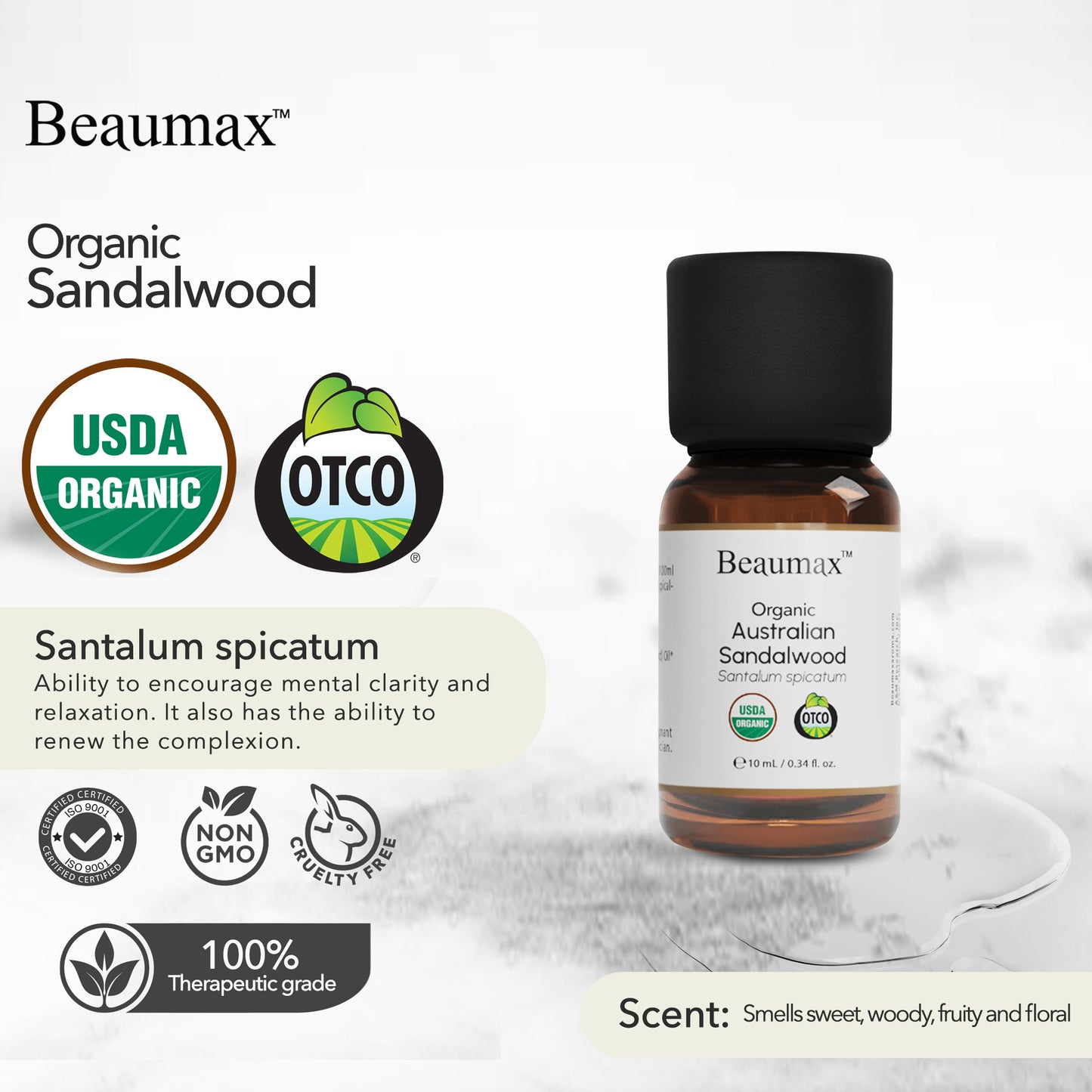 Australian Sandalwood Organic Essential Oil (Santalum Album) 10ml