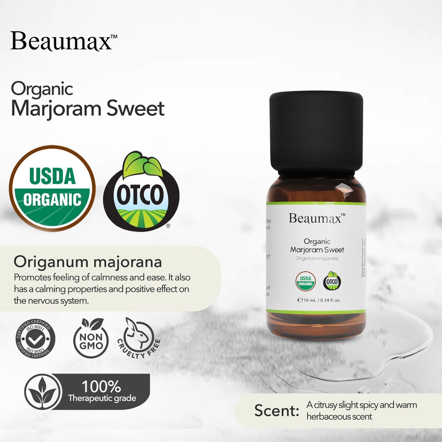 Marjoram Sweet Organic Essential Oil (Origanum Majorana) 10ml