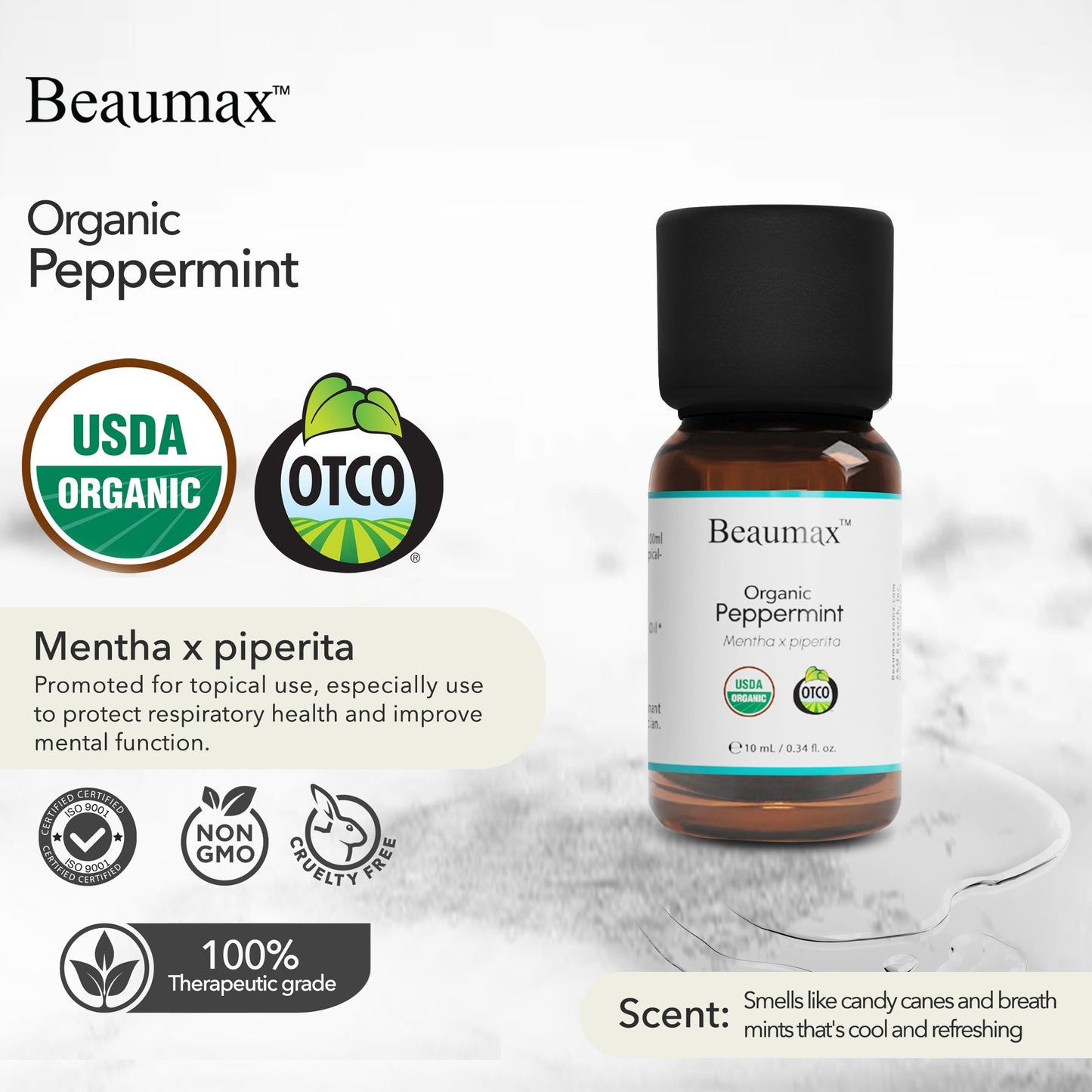Peppermint Organic Essential Oil (Mentha Piperita) 10ml