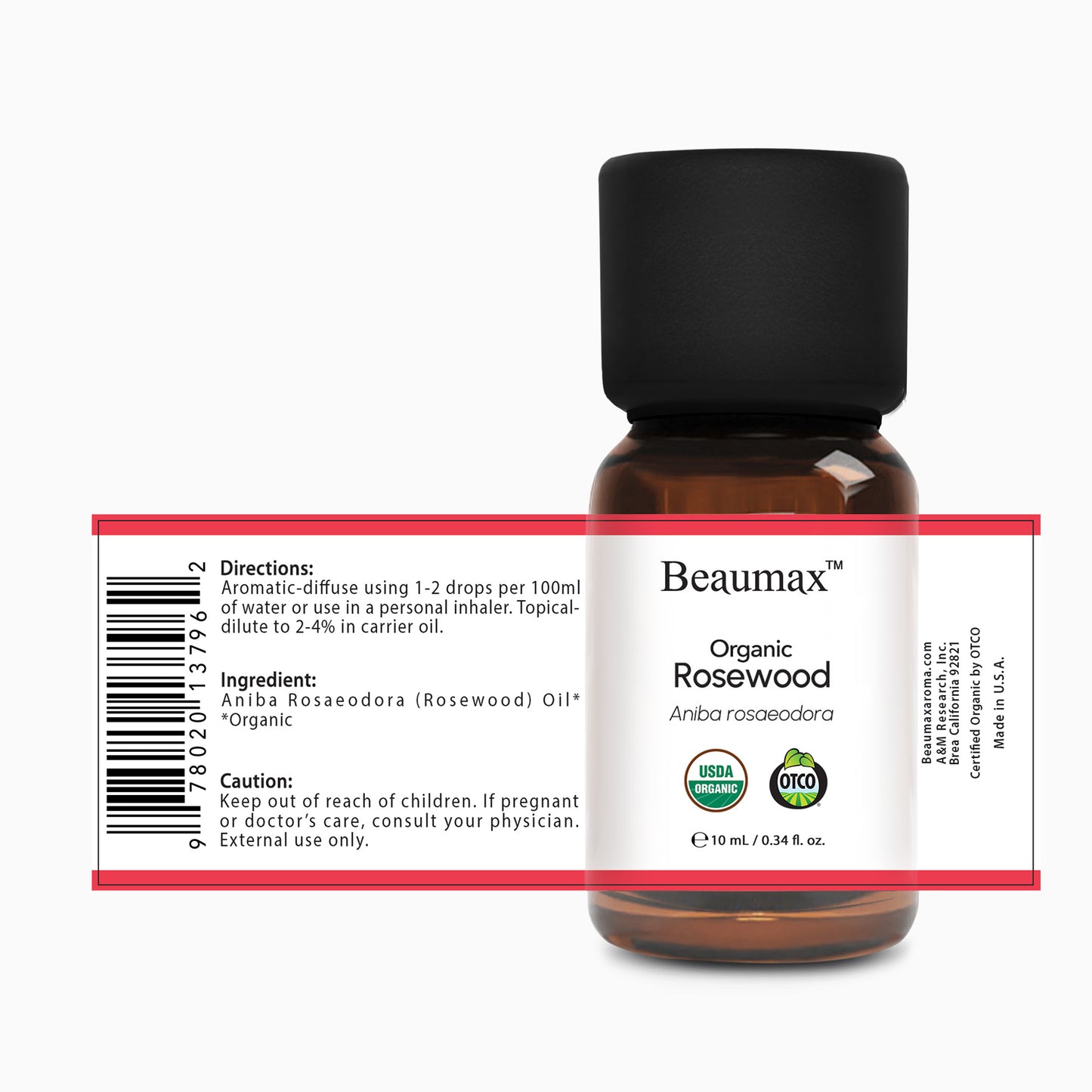 Rosewood Organic Essential Oil (Aniba Rosaeodora) 10ml