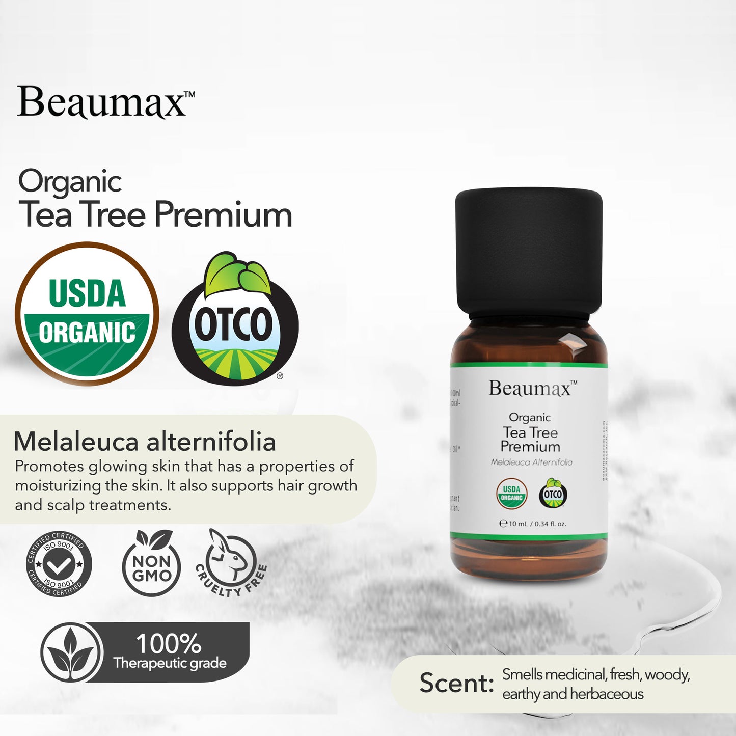 Óleo Essencial Orgânico Premium Tea Tree (Melaleuca Alternifolia) 10ml